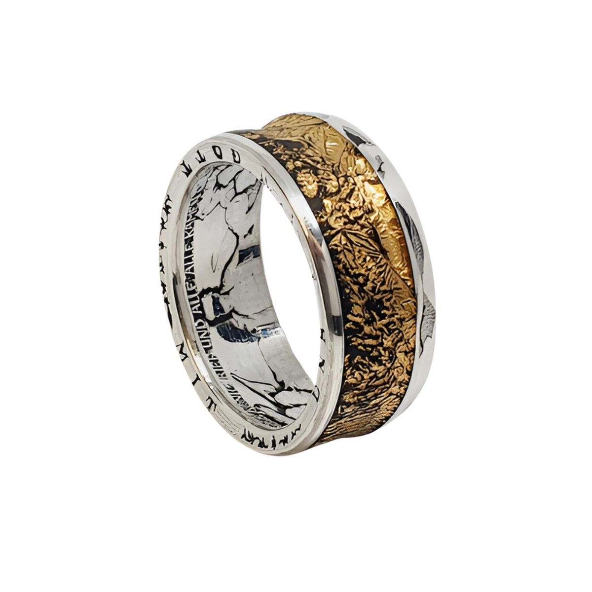 3 Mark Kaiserreich Münzring 1913 – Silberring mit Blattgold-Inlay