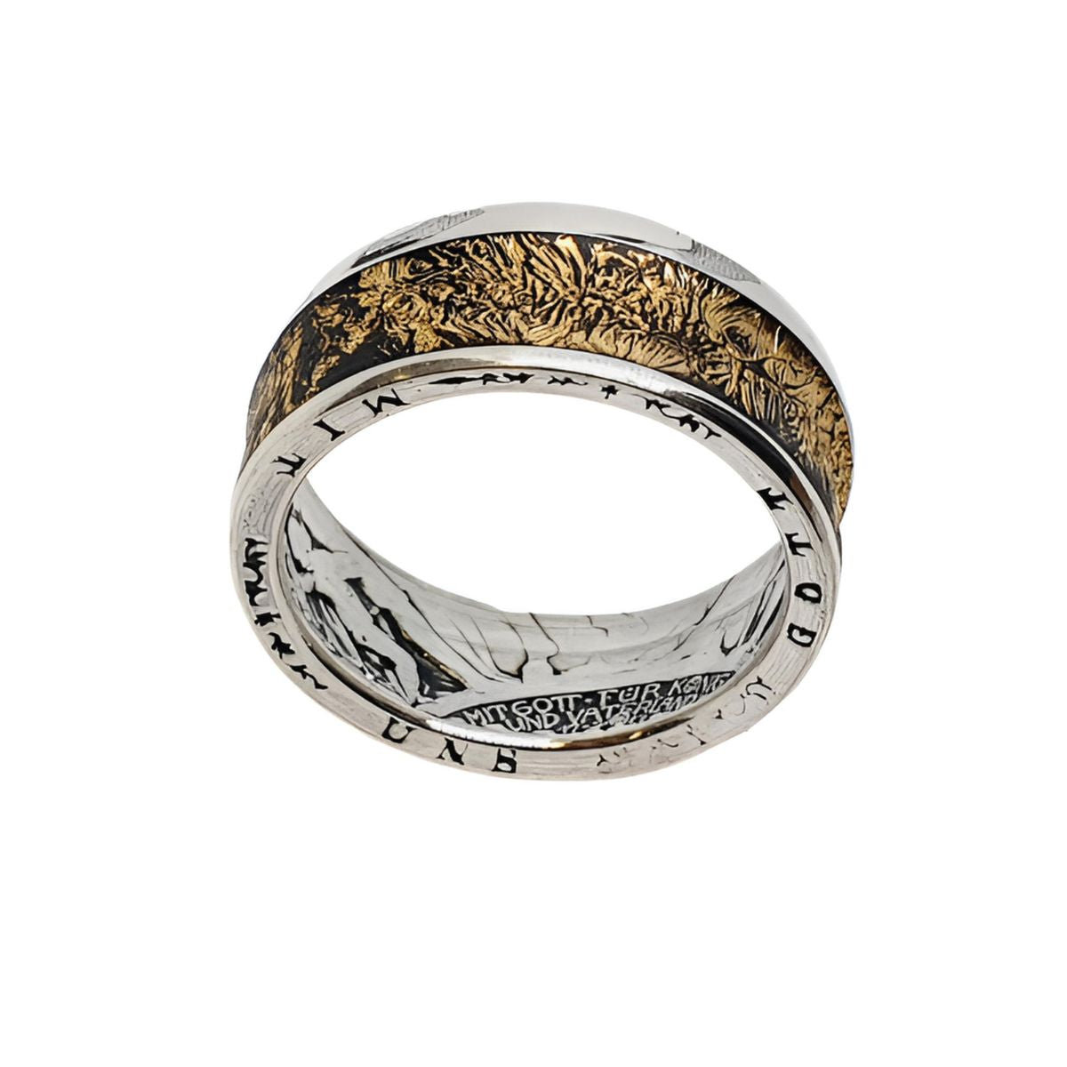 3 Mark Kaiserreich Münzring 1913 – Silberring mit Blattgold-Inlay