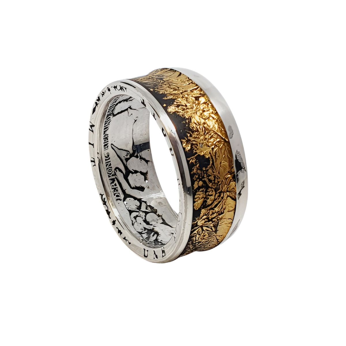 3 Mark Kaiserreich Münzring 1913 – Silberring mit Blattgold-Inlay