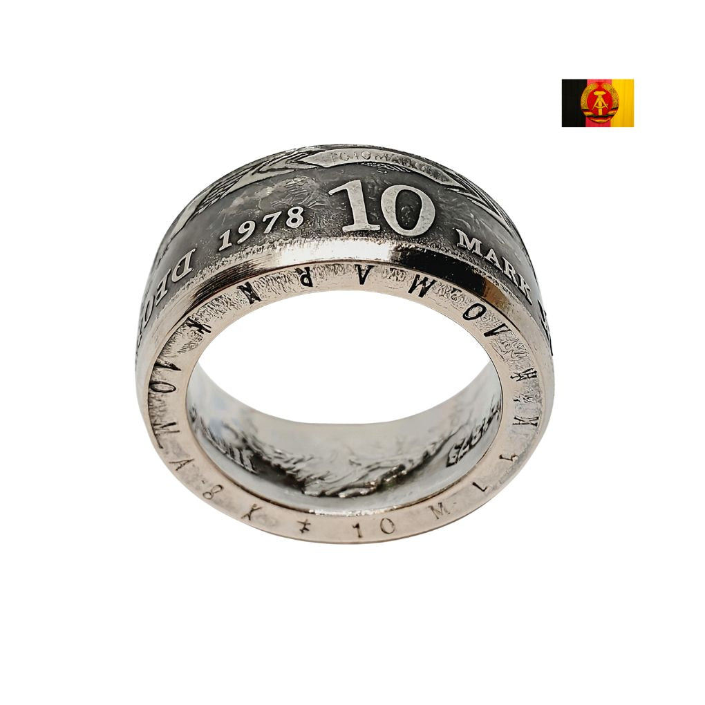 Exklusiver Münzring 625er Silber aus DDR-Münzen, ideal als Partnerring oder Geschenk