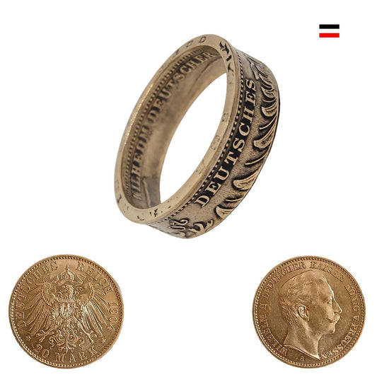 Einzigartiger Damenring aus originaler 20-Goldmark (Kaiserreich)