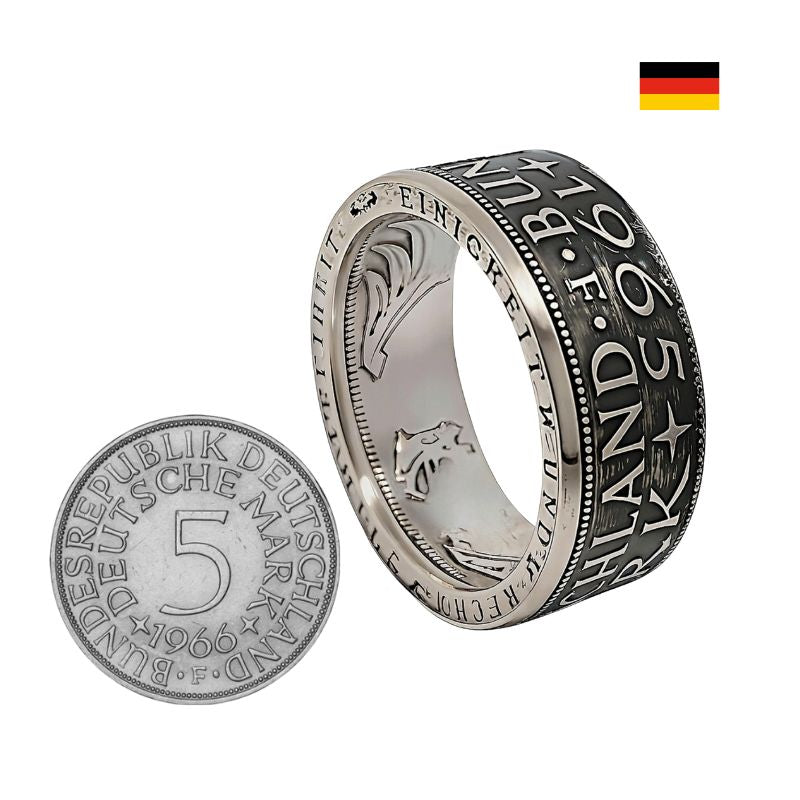 Handgefertigte 5 DM Münzringe – Jahrgänge 1951 bis 1974