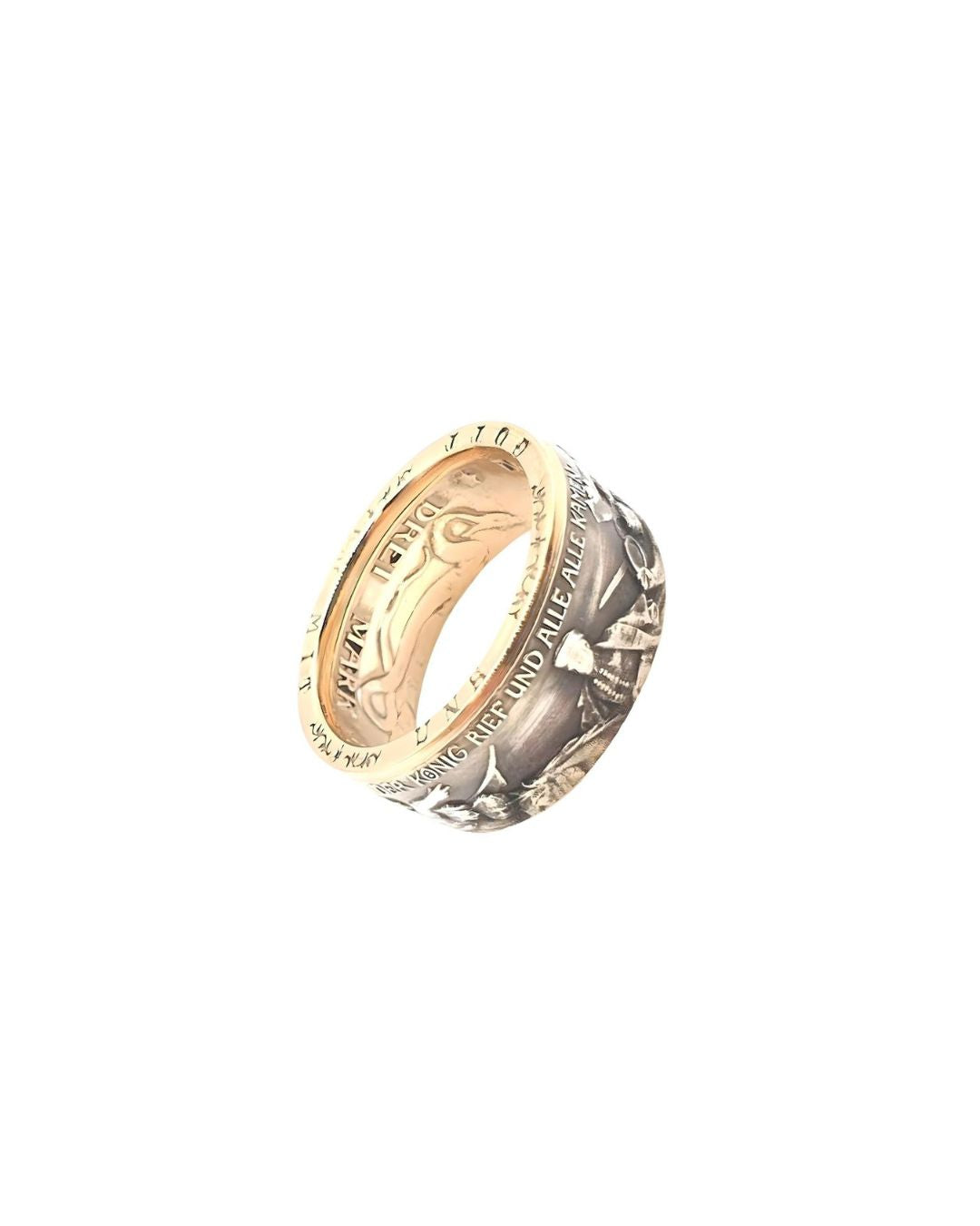 Kaiserzeit Münzring 1913 Prägung Detail, Silber mit Gold"