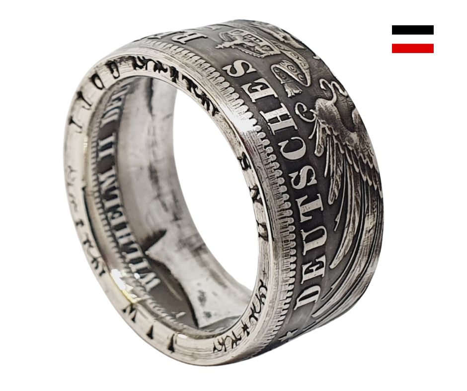 Imperial Münzring aus 3 Mark Kaiserreich 900er Silber, historischer Schmuck handgefertigt"