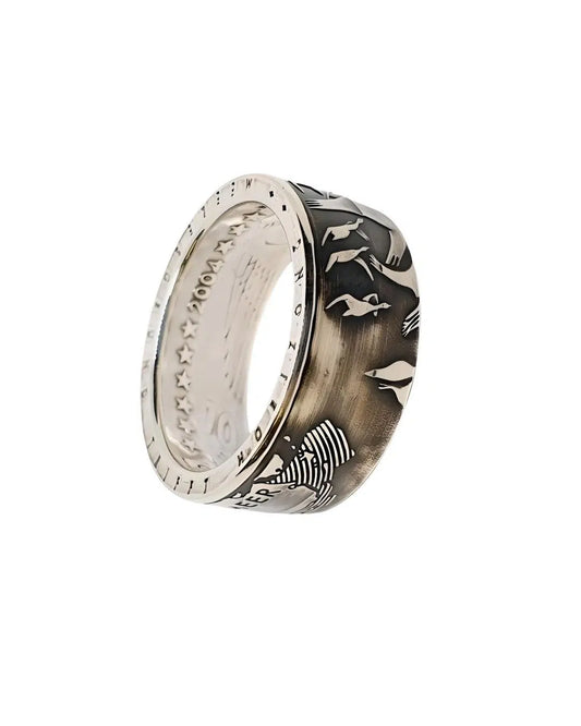 10-Euro-Ring aus Silber, gefertigt aus einer originalen Gedenkmünze – symbolisches Schmuckstück für Naturliebhaber und Unterstützer des Naturschutzes am Wattenmeer.
