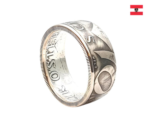 Handgefertigter Münzring aus 10 Schilling Österreich - 640 Silber mit Gravurmöglichkeit