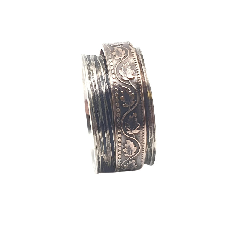 Spinningring Kanada Detailansicht, drehbarer Innenring, 925er Silber, Meditation