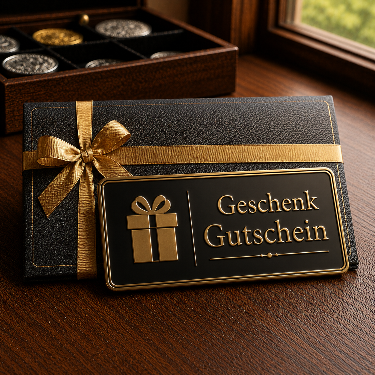 Geschenkgutschein für handgefertigte Münzringe mit individueller Gravur