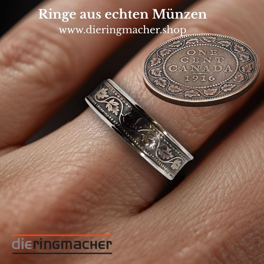Handgefertigte Damenringe aus echten Münzen