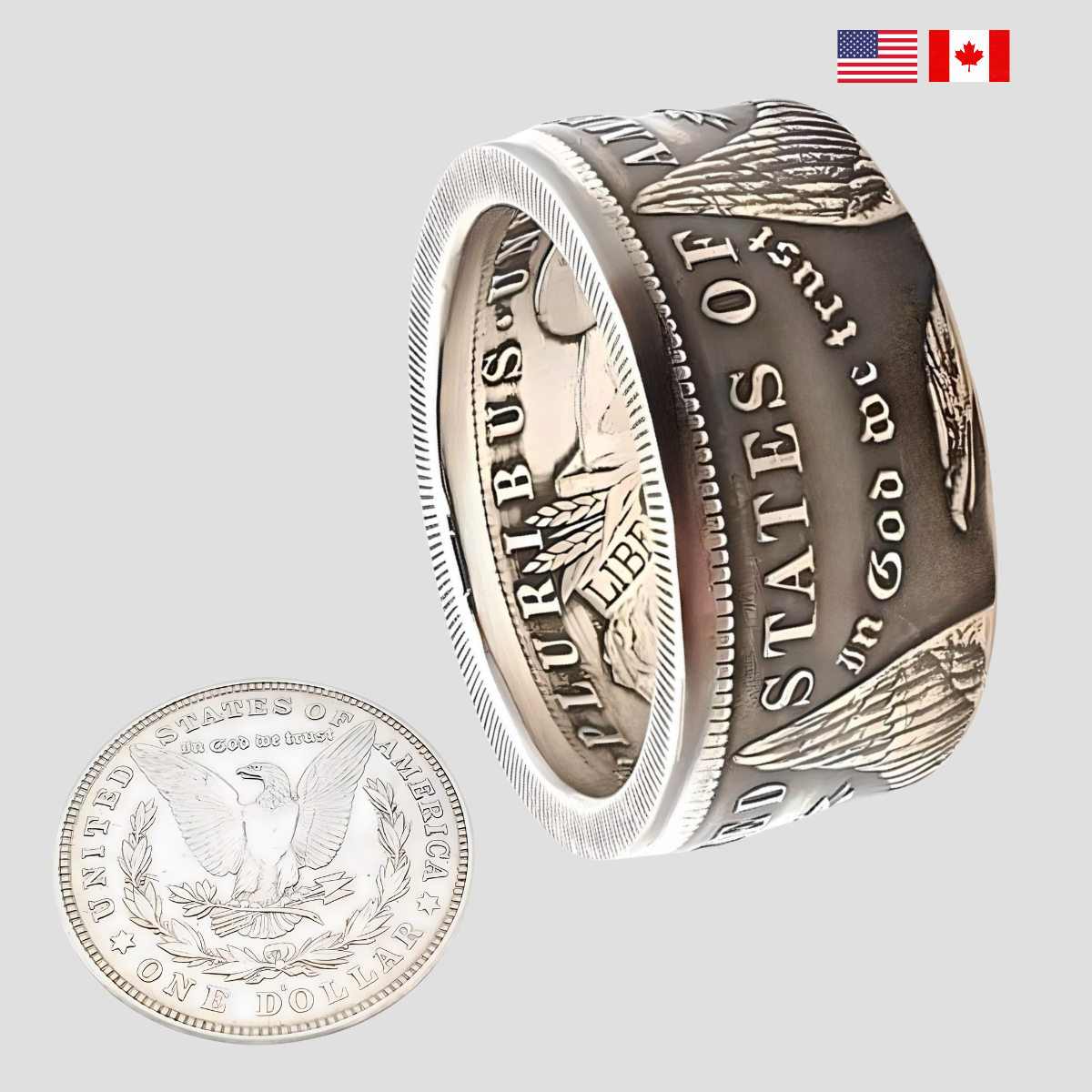 Silberringe aus amerikanischen Münzen gefertigt.