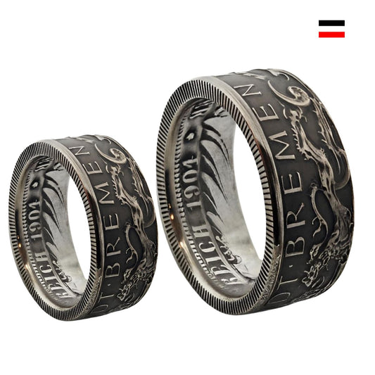 Partner- und Eheringe aus originaler 2-Mark-Bremen-Münze von 1904 – handgefertigte Kaiserzeit-Unikate