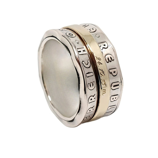 Breiter Silberring Spinnigring aus 5-Euro-Münze handgefertigt - Premium Schmuck mit Gravur dieringmacher