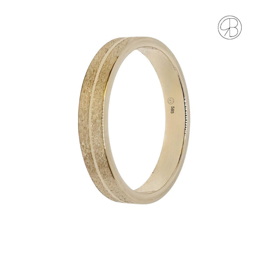 Goldring 14 K / 585 Gelbgold – satiniert, Verlobungsring mit Gravur