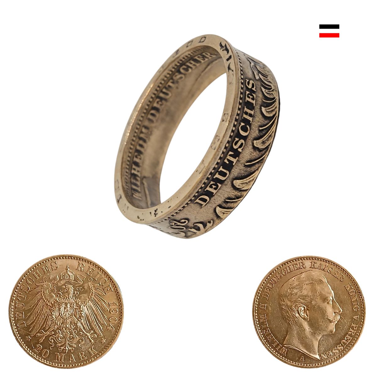 Einzigartiger Damenring aus originaler 20-Goldmark (Kaiserreich)