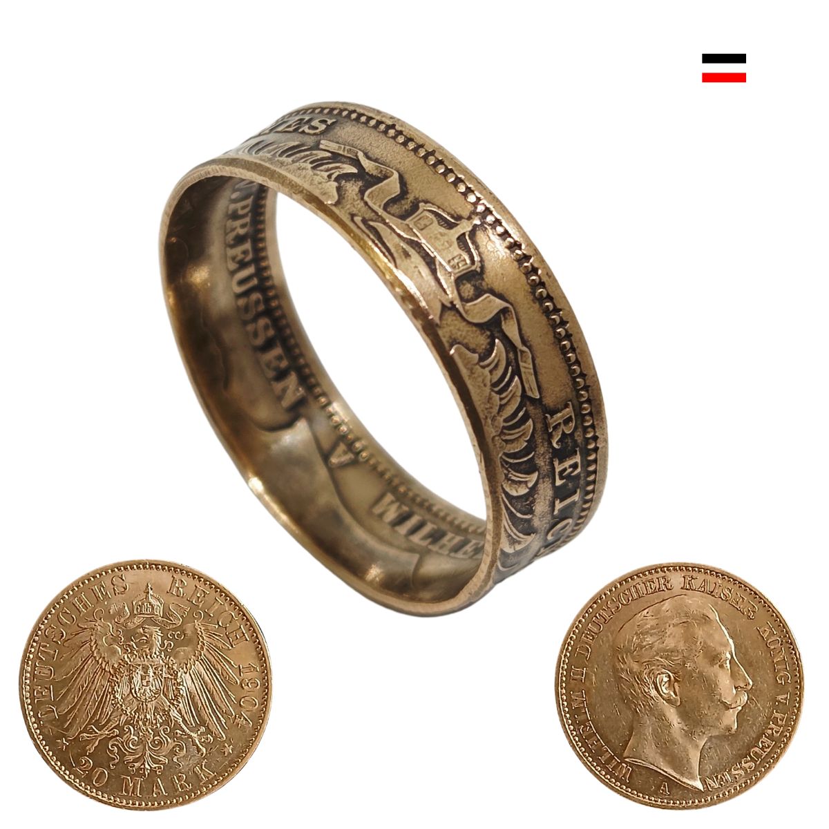 Historischer Damenring aus 20-Goldmark – Innenprägung