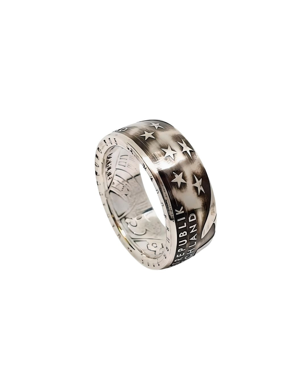 Außergewöhnlicher Münzring aus 925er Silber, hergestellt aus einer originalen 10-Euro-Münze von 2005 – perfekt als Geschenk für Paare.