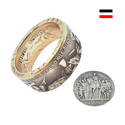 Handgefertigter Kaiserreich-Ring aus originaler 3-Mark-Silbermünze von 1913 – deutsches Unikat