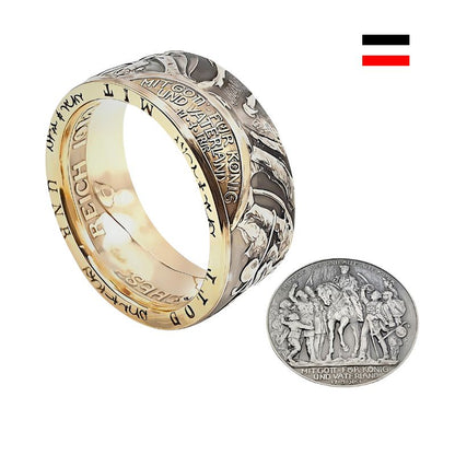 3-Mark-Silbermünze von 1913 als Ring verarbeitet – Kaiserreich-Motiv und feine Handarbeit