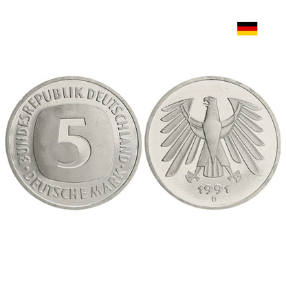 Historischer 5 DM Münzanhänger mit Wunschjahr zwischen 1974 und 2001
