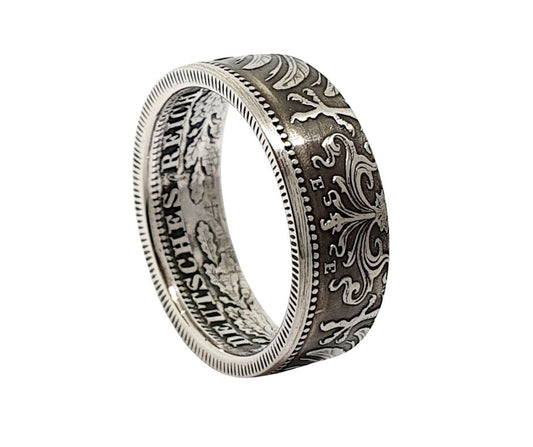 Münzring aus 1 Mark Kaiserreich Silbermünze 900er Silber, handgefertigt, antiker Schmuck wilhelminische Ära"