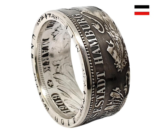 Münzring Hansestadt Hamburg aus 3 Mark 900er Silber, historische deutsche Münze"