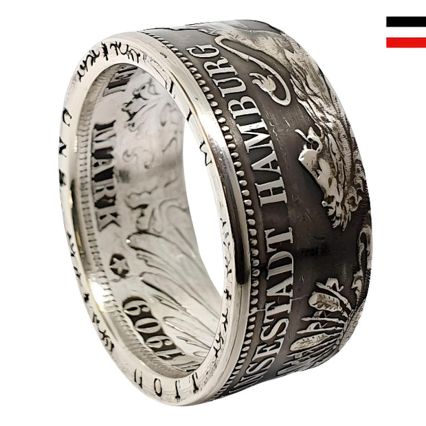 Münzring Hansestadt Hamburg aus 3 Mark 900er Silber, historische deutsche Münze"