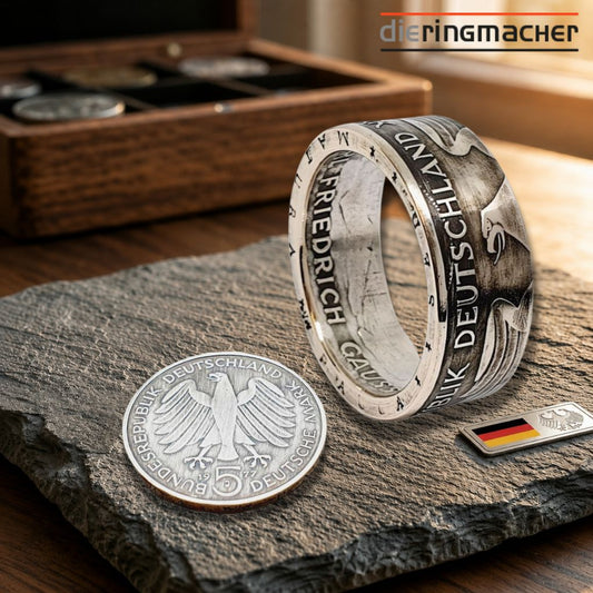 5 DM Münzring  1977, Gedenkmünze , handgefertigter Silberring