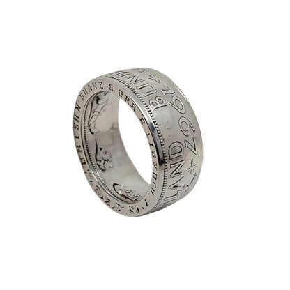 Originale 5-DM-Münzringe von 1951 bis 1974, in Deutschland aus 625er Silber handgefertigt – einzigartiges Schmuckstück.