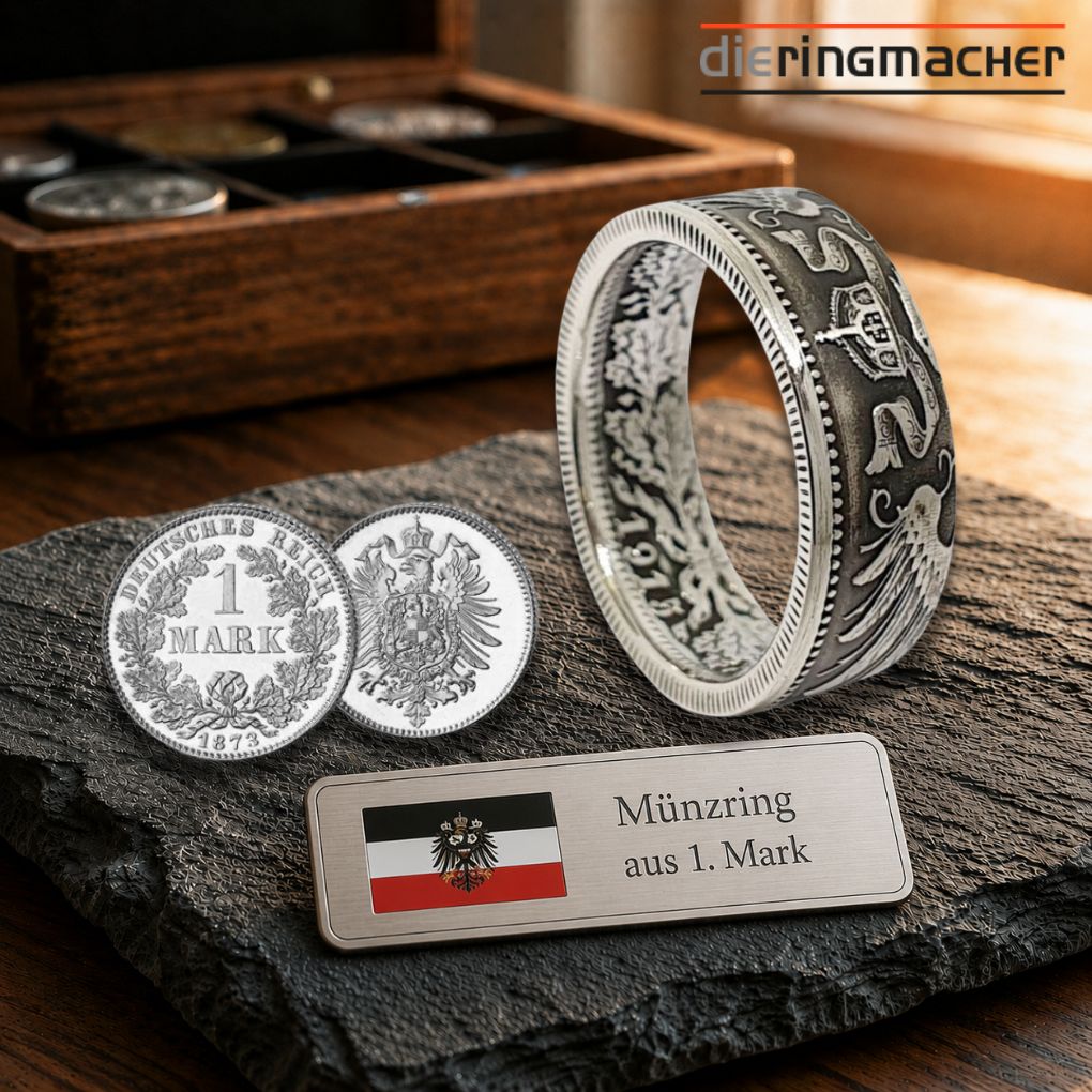 Münzring aus 1 Mark Kaiserreich Silbermünze 900er Silber, handgefertigt, antiker Schmuck"
