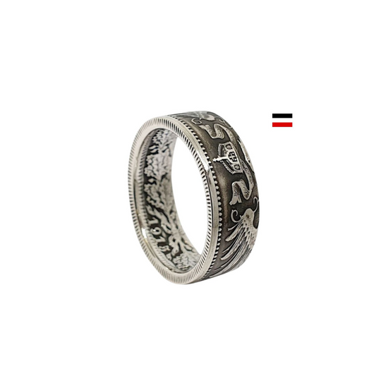 Münzring aus 1 Mark Kaiserreich Silbermünze 900er Silber, handgefertigt, antiker Schmuck"