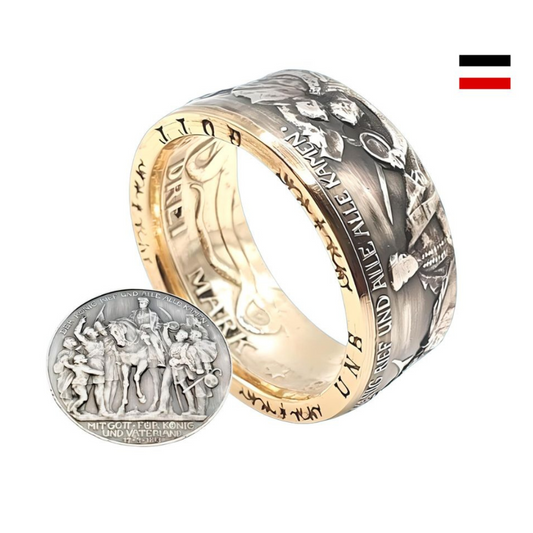 Münzring 3 Mark 1913 Kaiserzeit Detailansicht, teilvergoldet"