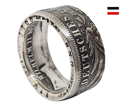 Imperial Münzring aus 3 Mark Kaiserreich 900er Silber, historischer Schmuck handgefertigt"
