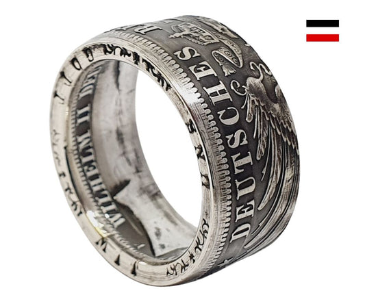 Imperial Münzring aus 3 Mark Kaiserreich 900er Silber, historischer Schmuck handgefertigt"
