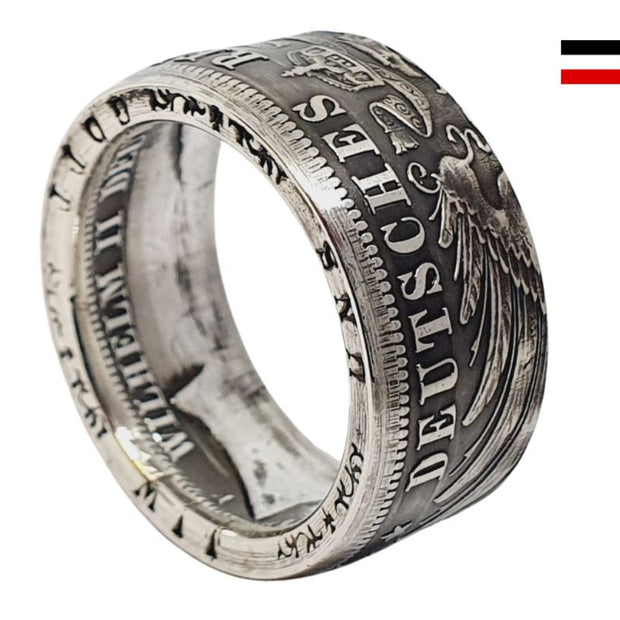Imperial Münzring aus 3 Mark Kaiserreich 900er Silber, historischer Schmuck handgefertigt"