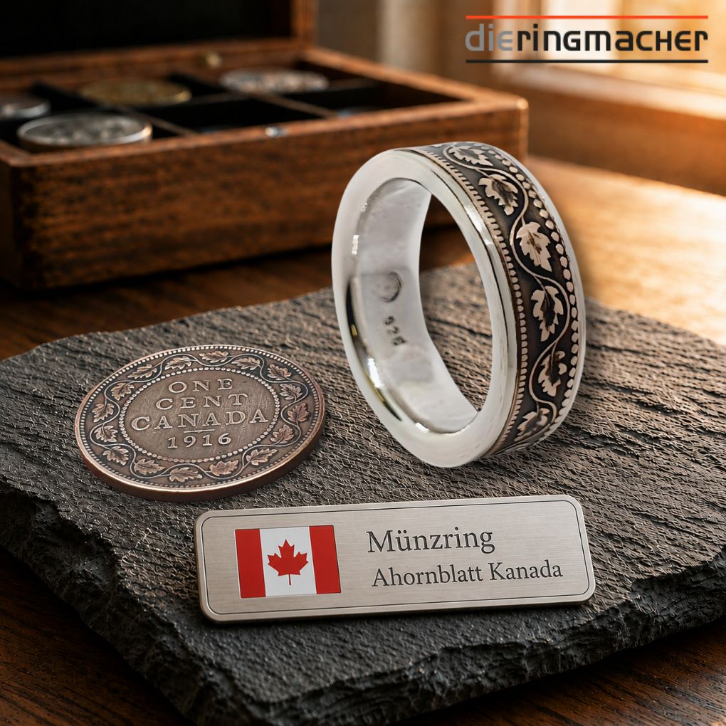 Kanada One Cent Münzring - Ahornblatt-Tradition als einzigartiges Schmuckstück aus authentischer kanadischer Münze