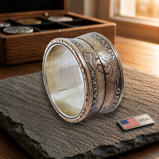 Einzigartiger Liberty Ring aus einer originalen 2-Dollar-Münze von 2008, gefertigt aus 925er Silber – einzigartig und handgearbeitet.