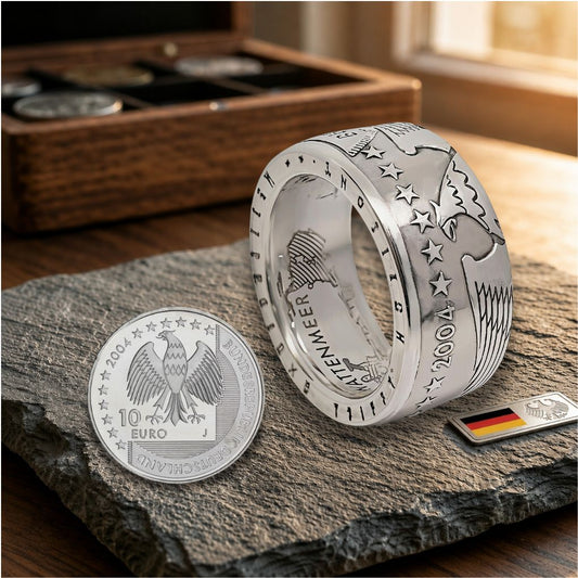 Münzring Wattenmeer 925er Silberring aus originaler 10 Euro Münze von 2004 
