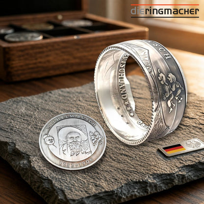 Wilhelm Busch „Max und Moritz“ 10-Euro-Münzring von 2007 – Literatur-Klassiker aus Silber am Finger.