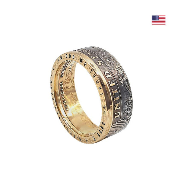 Handgefertigter 1-Dollar-Ring aus einer originalen US-Münze von 2008 – stilvolles Schmuckstück für Herren, Paare und Sammler.