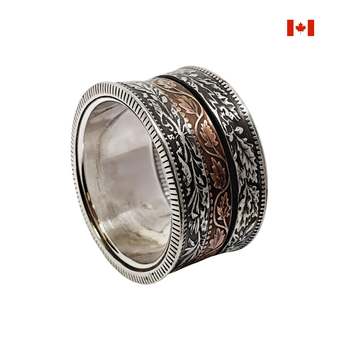 Einzigartiger Silberring – drehbare Münze, handgefertigt in Deutschland