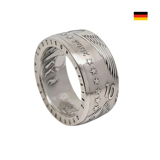10 Euro Münzring 2004 - Detailansicht der Münzprägung und Silberverarbeitung