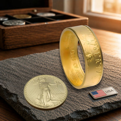Handgefertigter Münzring aus 1/2 Unze American Eagle Gold – exklusives Geschenk