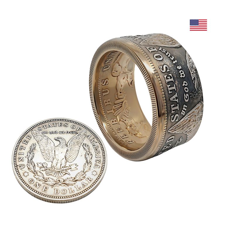 Handgefertigter Münzring aus original 1 Morgan Dollar Münze (USA)