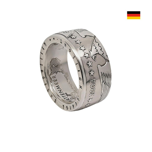 Handgefertigter 925er Silberring aus originaler 10 Euro Münze von 2004 