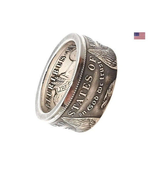 Morgan Dollar Münzring aus 900er Silber USA, amerikanischer Vintage Schmuck handgefertigt"
