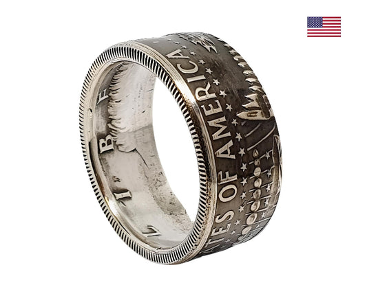 Kennedy Half Dollar Münzring 1964 USA, handgefertigter Silberring amerikanische Geschichte"