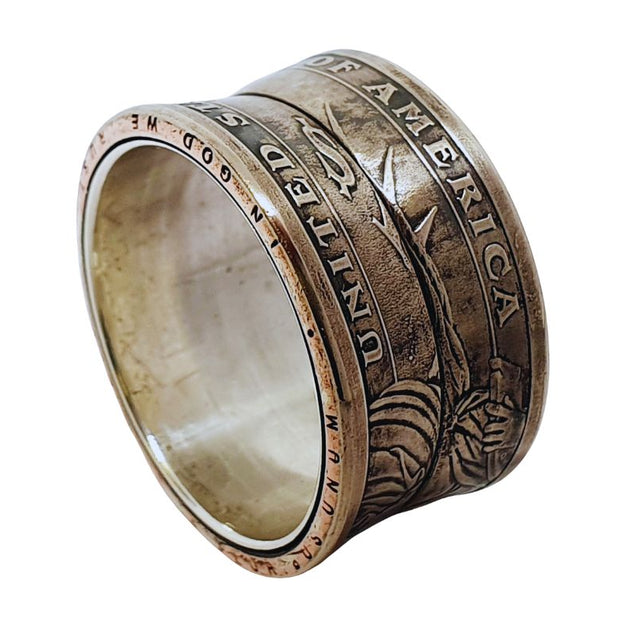Einzigartiger Liberty Ring aus einer originalen 2-Dollar-Münze von 2008, gefertigt aus 925er Silber – einzigartig und handgearbeitet.
