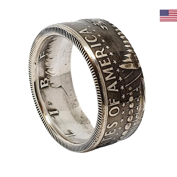 Kennedy Half Dollar Münzring 1964 USA, handgefertigter Silberring amerikanische Geschichte"