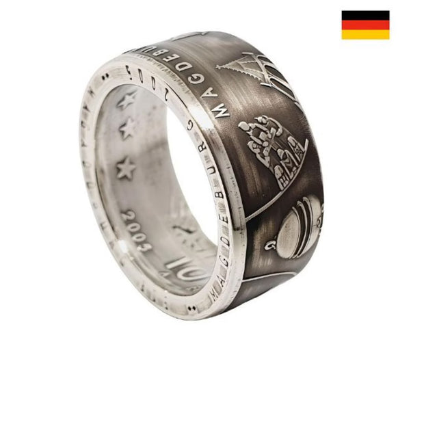 Magdeburg Ottostadt 10-Euro-Münzring von 2005 aus Silber – Kaiserliche Geschichte stilvoll getragen