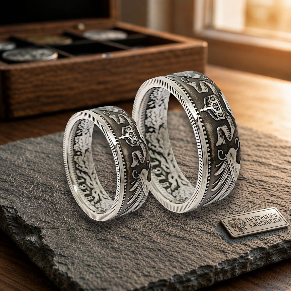 Handgefertigte Silberringe aus dem Kaiserreich – Partnerringe mit kostenloser Gravur und Versand, Symbol für Liebe und Verbundenheit.